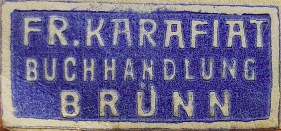 FR. Karafiat Buchhandlung Brünn stamp